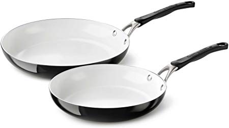 Calphalon Ceramic Nonstick Cookware Fry Pan, 10 and 12", Black