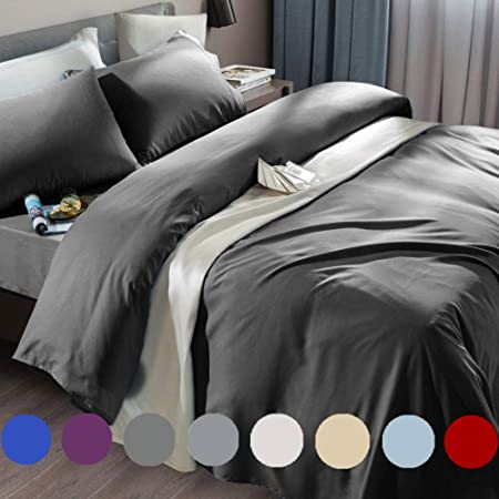 SONORO KATE Bed Sheet Set Super Soft Microfiber 1800 Thread Count Luxury Egyptian Sheets Fit 18-24 Inch Deep Pocket Mattress Wrinkle and Hypoallergenic-6 Piece (Queen, Dark Grey)