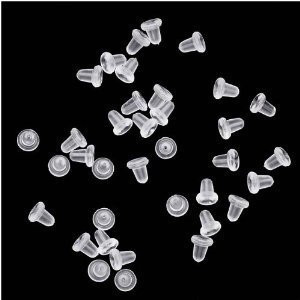 100 Clear Rubber Bullet Clutch Earring Safety Backs Ear Nuts Earring Keepers