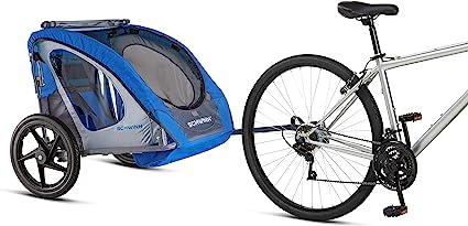 Schwinn Shuttle Foldable Bike Trailer, 2 Passengers (Blue/Black)