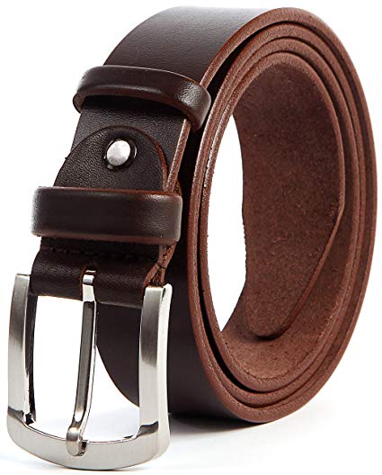 Full Grain Men's Leather Belt 100% Thick Solid Heavy Duty Cow for Men - Boxed
