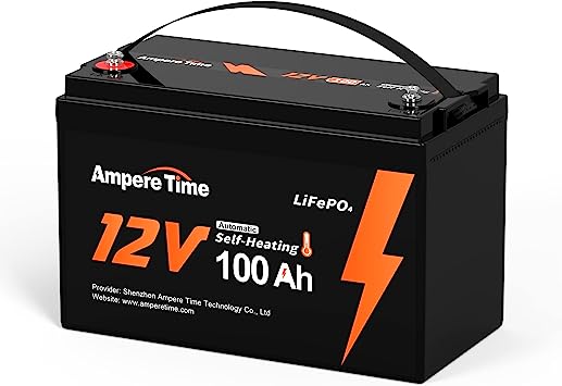 LiTime 12V 100Ah Self-Heating LiFePO4 Lithium Battery with 100A BMS Low Temperature Protection, 1280W Load Power with 4000  cycles and 10-Year Lifetime Perfect for RV Solar System Home Energy Storage