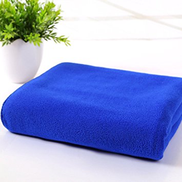 YAROO Microfiber Bath Towel Sanded Finish Fabric Ultra Absorbent and Soft 55"x27" Dark blue.(Pack of 2)