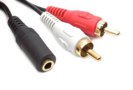 Wired-up 3.5mm Stereo Jack/RCA Plug X2 Y Cable - Black