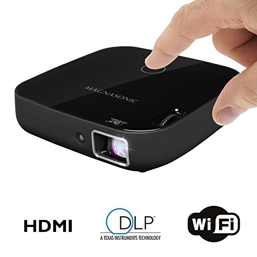 Magnasonic Wi-Fi Mini Video Projector, HDMI, Wireless for Android Devices, DLP, 100 Lumens, 80" display for Movies, Presentations, Gaming, Smartphones, Tablets, Laptops (PP72)