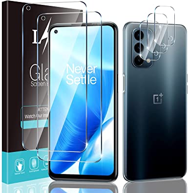 [2 3 Pack] LϟK Compatible for Oneplus Nord N200 5G 6.49 inch, 2 Pack Tempered Glass Screen Protector   3 Pack Camera Lens Protector, HD Clear Bubble Free, 9H Hardness Anti-Fingerprint