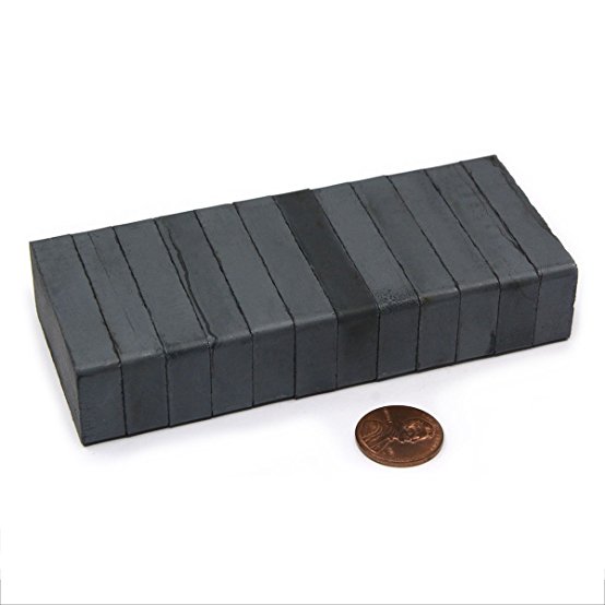 CMS Magnetics Ceramic Magnet 1 7/8" x 7/8" x 3/8" Rectangle, Package of 12 Ceramic 8 Hard Ferrite