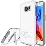 Galaxy S6 Case OBLIQ Skyline AdvanceWhiteGray Kickstand Thin Bumper Armor Scratch Resist Fit Metallic Finish Dual Layered Heavy Duty Hard Protection Hybrid High Quality Clear Case for Samsung Galaxy S6