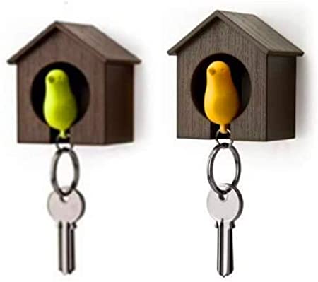 Lover Sparrow House Key Ring Holder Birdhouse Nest Whistle Key Holder Hook Keychain Home Wall Decor