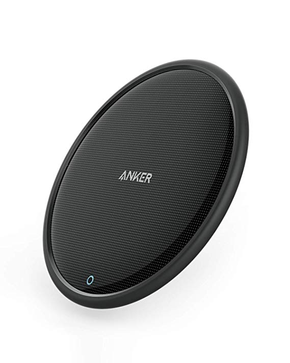 Anker Wireless Charger, PowerWave Pad, Qi-Certified, 7.5W for iPhone 11, 11 Pro, 11 Pro Max, Xs Max, XR, XS, X, 8, 8 Plus, 10W for Galaxy S10 S9 S8, Note 10 Note 9 (No AC Adapter)