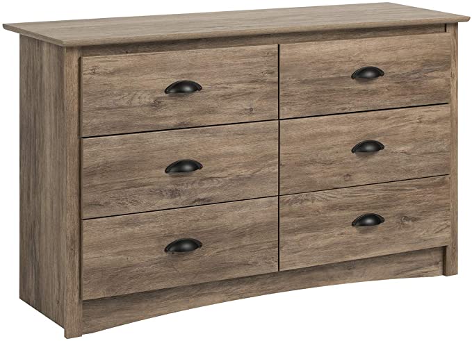 Prepac Salt Spring Condo Dresser, 6-Drawer, Drifted Gray