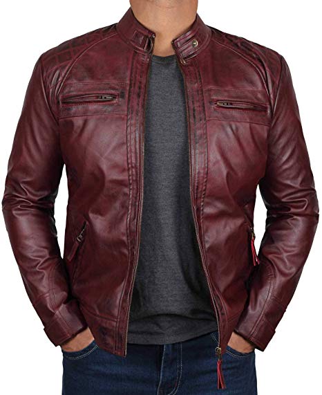Mens Leather Jacket - Quilted Real Lambskin Leather Jackets for Men
