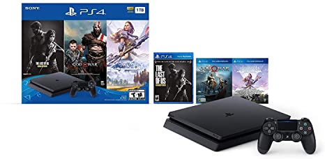 Newest Sony Playstation 4 PS4 1TB HDD Gaming Console Bundle with Three Games: The Last of Us, God of War, Horizon Zero Dawn, Included Dualshock 4 Wireless Controller