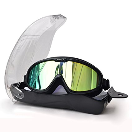 Whale Swimming Goggle Super Big Frame Swim Goggle for Adult Men Women Youth Swim Mask Clear Wide Vision Anti Fog UV Protection No Leaking Easy to Adjust Free Protection Case
