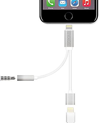 iPhone 7 / 7 Plus 2 in 1 Lightning Charging Cable 3.5mm Headphone Adapter and Lightning Charging Port Extension Cable for Apple Devices iPhone Lightning Converter and Audio Jack (No Music Control)