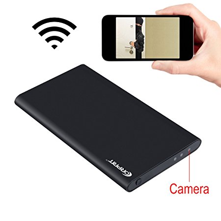 Corprit Hidden Camera Ultra-thin 2500mAh Power Bank HD 1080P Spy IP Camera with Wifi Covert Video Recorder Portable Power Mobile Power Spy Security Camera, Nanny Cam16G Micro SD Card Included