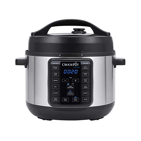 Crock-Pot 4-Quart Multi-Use MINI Express Crock Programmable Slow Cooker and Pressure Cooker with Manual Pressure, Boil & Simmer, Stainless Steel