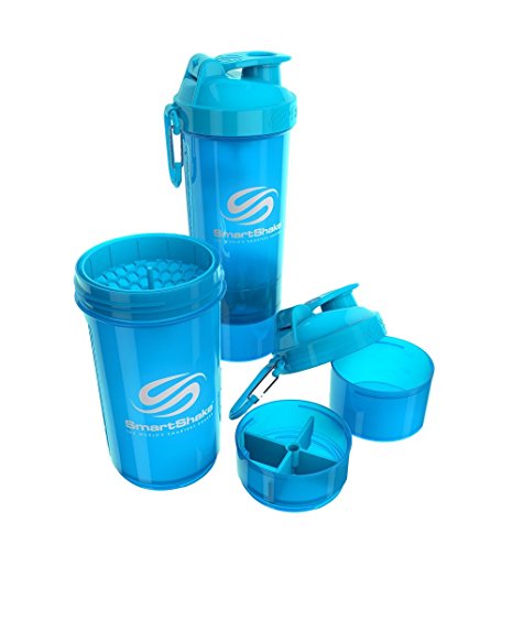 SmartShake 2GO Water Bottle, Original Gloss Neon Blue, 20 oz
