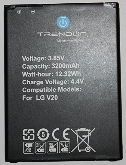 TrendON 3200mAH Li-ion spare replacement battery for LG V20 [12-Month Warranty] (1 Battery) (LG V20 Battery)