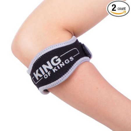 King of Kings ( 2 Count ) Tennis Elbow Brace Strap with Compression Pad Relieve Tendonitis and Forearm Pain