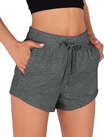 ODODOS Women's Sweat Shorts with Pockets Cotton French Terry Drawstring Summer Workout Casual Lounge Shorts