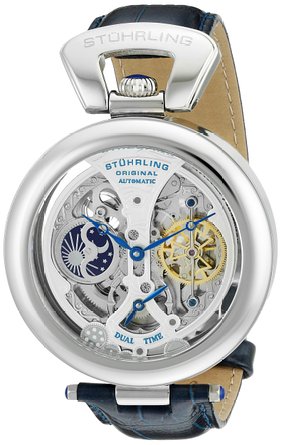 Stuhrling Original Men's 127A.3315C2 Emperor's Grandeur Analog Automatic Self Wind Blue Leather Watch