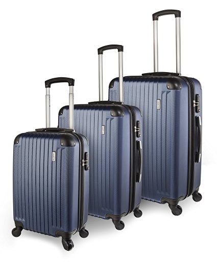 TravelCross Luggage 3 Piece (ABS) Spinner Set w/ TSA lock and Global Tracking System