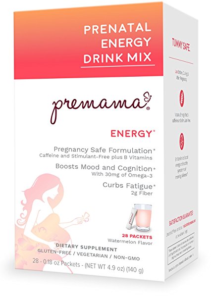 Premama Prenatal Energy Booster Drink Supplement, Watermelon, 28 Count
