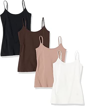 Amazon Essentials Women's Slim-Fit Camisole, Pack of 4