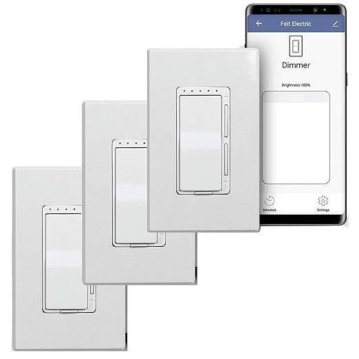 Feit Smart Dimmer Switch 2.4GHz Wi-Fi Light Switch Works for Smart Phone Tablet Alexa,Google iOS Voice Controlle App & Timer Home Office UL Certified - No hub Required (3X Pack FFP Packing)