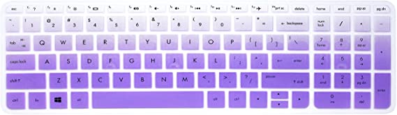 Elastic Silicone Keyboard Cover Skin for 15.6" HP Pavilion 15-ab 15-ac 15-ae 15-af 15-an 15-ak 15-as 15-ay 15-au 15-ba 15-bc 15-bk 15-ax Series, HP Envy x360 m6-ae151dx m6-p113dx m6-w (Purple Ombre)