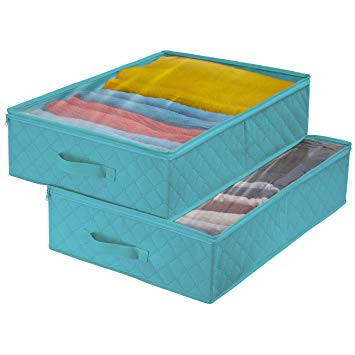 Sorbus Storage Bags Closet & Underbed Organizer Set, Clear Cover, Foldable with Carry Handles, Great for, Clothes, Linens, Bedding, Closets, Bedrooms, and More (Closet Organizer, Aqua)