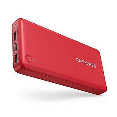 Battery Charger RAVPower 26800 Battery Pack 26800mAh Portable Charger Total 5.5A Output 3-Port (2A Input, Triple iSmart 2.0 USB Power Bank) for iPhone,iPhone11, iPad, Galaxy S8 and other Smart Devices -Red