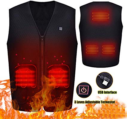 Heated Vest for Men Women Rechargeable USB Electric Vest Jacket Heating Thermal Vest Winter Warm Vest for Skiing Hiking Camping Motorcycle Travel, Battery Not Included
