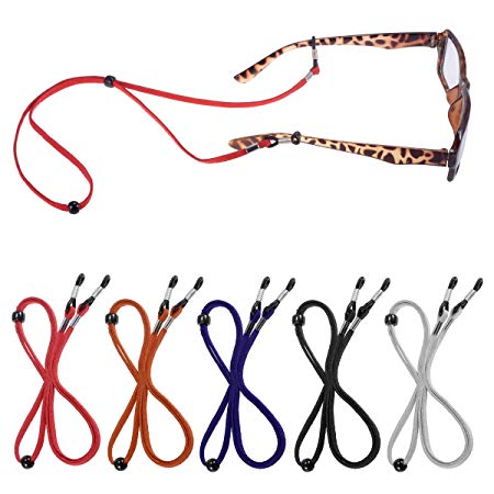 5 Pack Eyeglass Holder Strap Cords for Man and Women, Adjustable Eyewear Chain Retainers - Safety Sunglasses Case for Running, Skating, Reading, Etc.