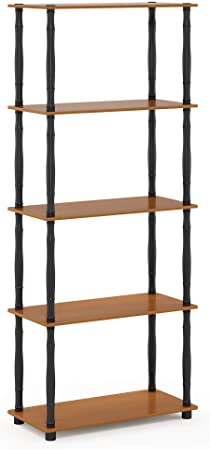 Furinno Turn-N 5-Tier Display Rack with Classic Tube, Light Cherry/Black