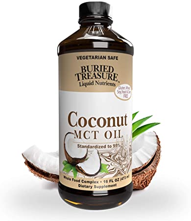 Buried Treasure MCT Coconut Oil for Healthy Brain Function Increased Performance, Keto and Paleo Diet Safe Flash Steamed Medium Chain Triglycerides 16 Ounce (Pack of 1)