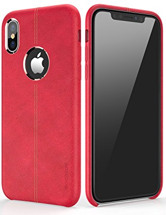 Vorson PU Leather Slim Case for iPhone X – Red