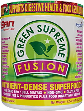 SAN Nutrition Green Supreme Fusion Powdered Greens Supplement with Superfoods, 30 Servings