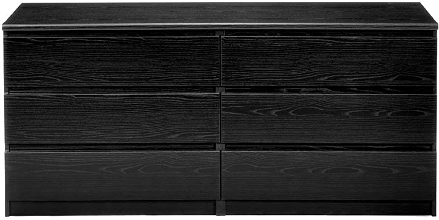 Tvilum 6-Drawer Double Dresser (Black Wood Grain)