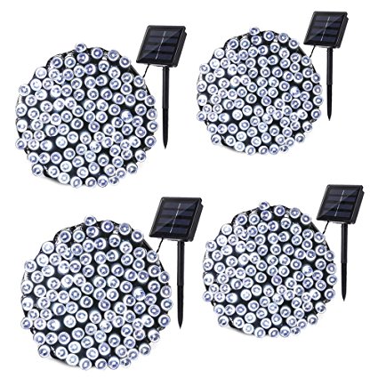 Qedertek 4 Pack Solar String Lights, 72ft 200 LED Fairy Decorative Lights with 8 Lighting Modes for Home, Lawn, Garden, Christmas, Wedding, Patio, Party and Holiday Decorations (Cool White)