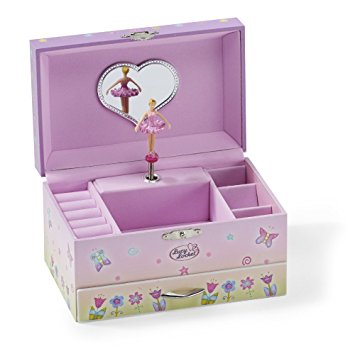Pink Fairy & Butterfly Kids Musical Jewellery Box - Glittery Music Box with Ring Holder - LL