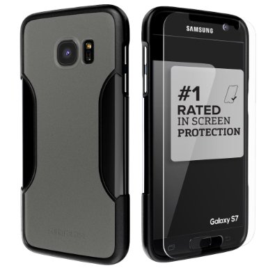 Galaxy S7 Case Black Gray SaharaCase Samsung Protective Kit Bonus Tempered Glass Screen Protector Premium Rugged Shock-Absorption TPU Bumper and Hard Plastic Frame Slim Design Black Gray