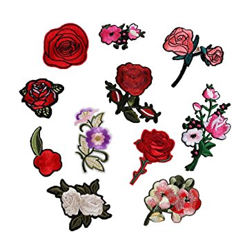 11PC Rose And Flower Floral Collar Sew Patch DIY Embroidered Sew Iron on Patch Chinese Style by Perman
