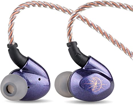 Linsoul BLON Z200 HiFi 10mm Carbon Diaphragm Driver in Ear Earphones IEMs with Zinc Alloy Cavity, Undetachable Cable, Noise Canceling Earbud for Audiophile Musician (Purple, with mic)