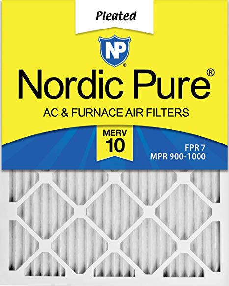 Nordic Pure 16x20x1 MERV 10 Pleated AC Furnace Air Filter, Box of 6 (Renewed)