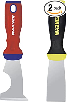 Warner Manufacturing 11501A ProGrip Series Painter’s Combo Pack, 5-in-1 (10971A) & 1-1/2” Full Flex Putty Knife (90127A), Pro Paint Tool, 1.5 Inch & 5-1, Red and Yellow