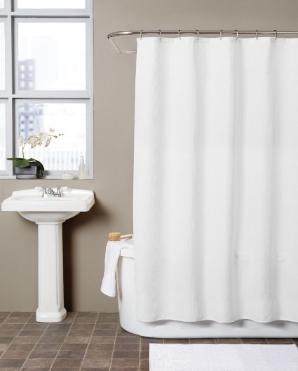 Hermosa Collection 72-Inch-by-72-Inch Waffle Shower Curtain, White