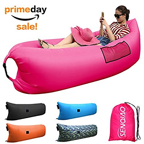 SENQIAO Inflatable Waterproof Air Bed Lounger Sofa Sleeping Bag for Camping Beach Backyard Park