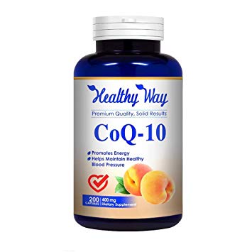 Healthy Way Pure CoQ10 400mg 200 Capsules Supports Heart Health & Helps Maintain Healthy Blood Pressure - NON-GMO USA Made 100% Money Back Guarantee - Order Risk Free!